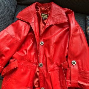 Coral genuine leather jacket